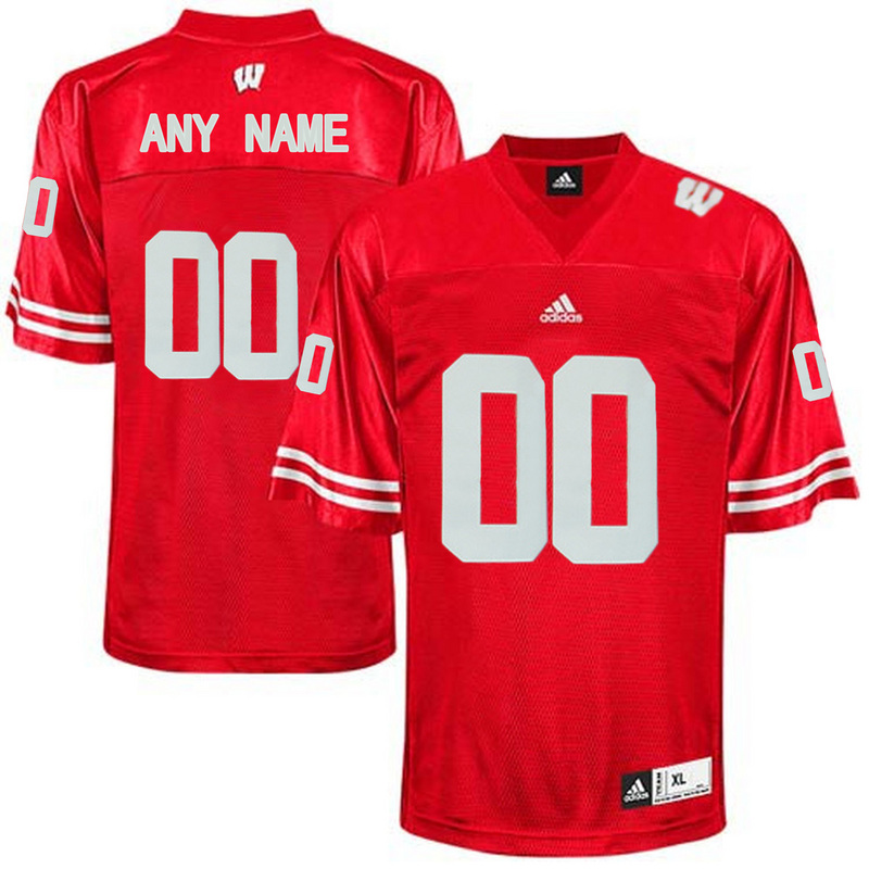 Men Wisconsin Badgers Customized College Football Jersey  Red->customized ncaa jersey->Custom Jersey